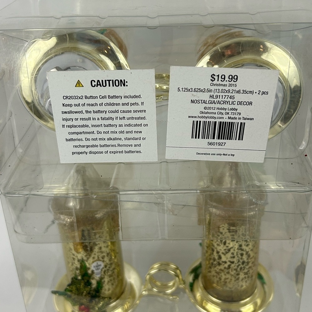 NWT 2 Packs of 2 Candle Decor Battery Clips Gold Sparkle Holly Holiday Christmas - Picture 4 of 11